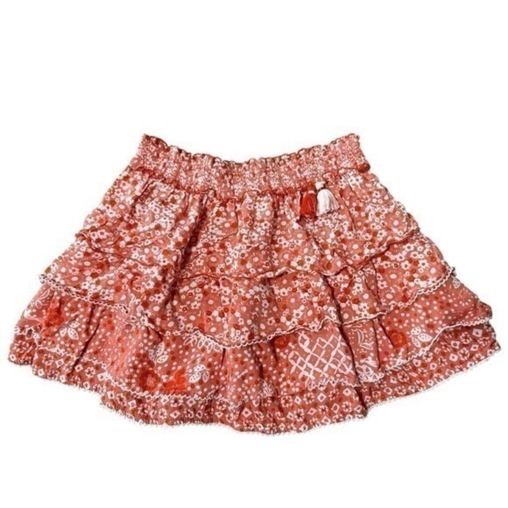 POUPETTE ST BARTH Kids' Little Girl's Size 10 Pink Red White Ariel Tiered Skirt